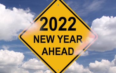 New year 2022 road start warning sign